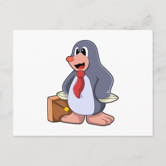 バッグを持つ起業家としてのモグラ ポストカード (正面)