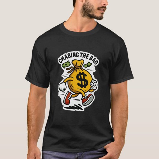 バッグを追いかけて — ランニングマネーバッグ Tシャツ (正面)