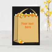 バッグオブキャンディコーンおもしろいハロウィーンテンプレート カード (黄色い花)