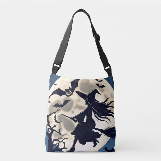 バッグカスタムハロウィーンの、女性の魔女乗馬箒 クロスボディバッグ (正面)