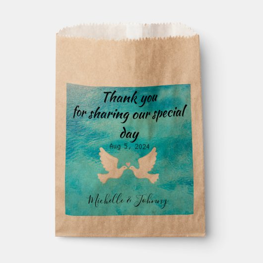 バッグシンプルに好意を。結婚テーマドーブ、ブルーバック フェイバーバッグ (正面)