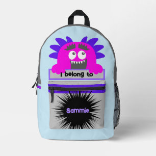 バッグバディかわいいピンクのモンスターバックパックパーソナライズされたパック プリントバックパック