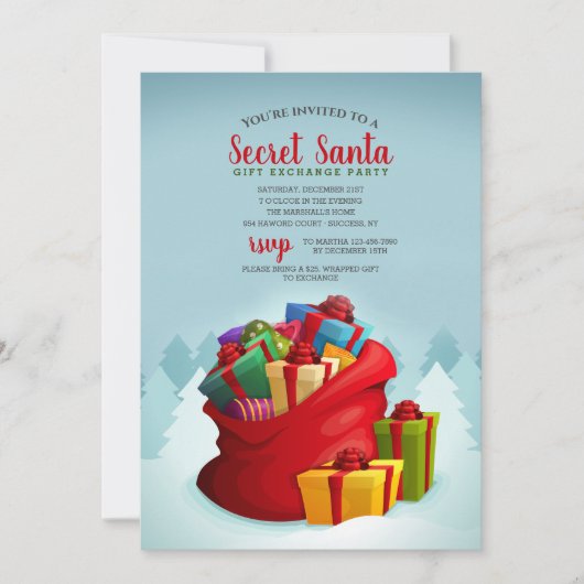 バッグプレゼント贈答品交換パーティー 招待状 (正面)