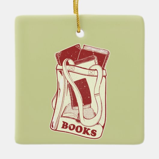 バッグ好きな本読 セラミックオーナメント (正面)