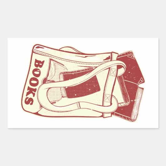 バッグ好きな本読 長方形シール (正面)