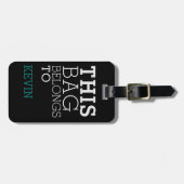 バッグ注意名アドレスパーソナライズされたブラック ラゲッジタグ (正面横)