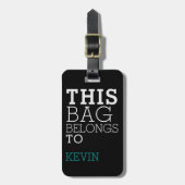 バッグ注意名アドレスパーソナライズされたブラック ラゲッジタグ (正面縦)
