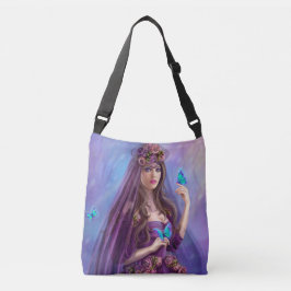 バッグ美しい女性の妖精と青い蝶 クロスボディバッグ