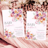 バッシュピンクの花が咲くベイビーシャワー 招待状