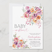 バッシュピンクの花が咲くベイビーシャワー 招待状 (正面)