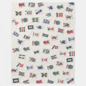 バッジのMahJongタイルシンボルデザイン フリースブランケット (正面)