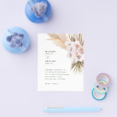 バッジパンパスグラスパームの葉結婚式招待状 チラシ (シングル)