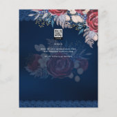 バッジブルガンディブルーフローラブライダルシャワー招待状 チラシ (裏面)