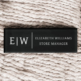 バッジマグネットブラックモノグラム従業員名タグ 名札