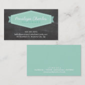 バッジモダンロゴパステルはっきりしたミントシャルボード 名刺 (正面/裏面)