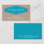 バッジモダンロゴ明るいはっきりしたターコイズブルークラフト 名刺 (正面/裏面)