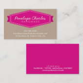 バッジモダンロゴ明るいピンクはっきりしたのエコクラフト 名刺 (正面/裏面)