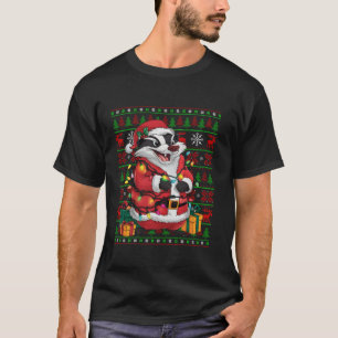 バッジャークリスマスライト醜いサンタ・バッジャー・クリスマス Tシャツ