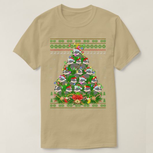 バッジャークリスマス照明ツリーサンタバッガー醜いキリスト Tシャツ (デザイン正面)