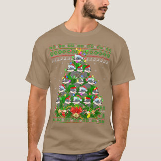 バッジャークリスマス照明ツリーサンタバッガー醜いキリスト Tシャツ