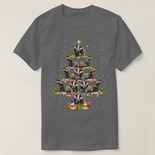 バッジャー恋人クリスマス照明サンタバッジャークリスマス Tシャツ (デザイン正面)
