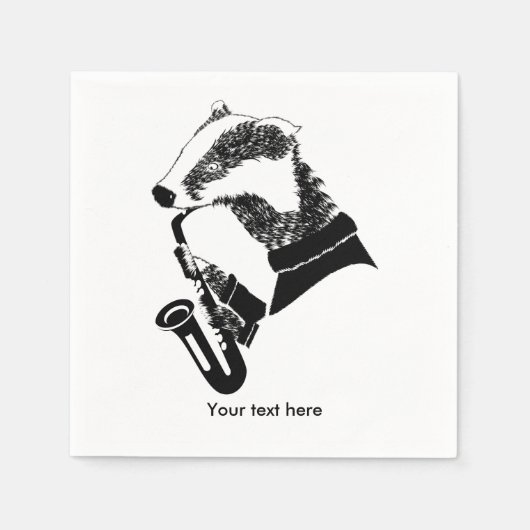 バッジャー遊はサクソフォンだ スタンダードカクテルナプキン (正面)