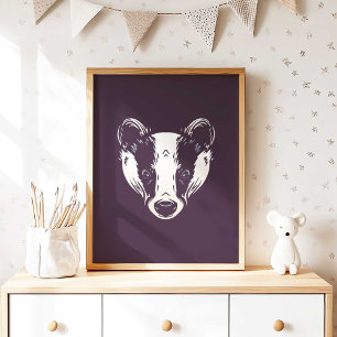 バッジャー Badger Forest Animal Wallプリント ポスター