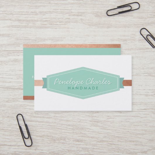 バッジロモダンゴヴィンテージモノグラムミントバラ金ゴールド 名刺 (正面/裏面インサイチュ)