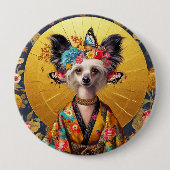 バッジ中国のクリステッド犬アート 缶バッジ (正面)