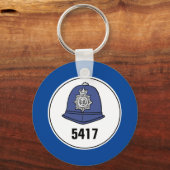 バッジ番号巡査ヘルメット。キーリング キーホルダー (正面)