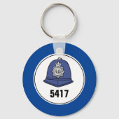 バッジ番号巡査ヘルメット。キーリング キーホルダー (裏面)