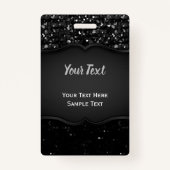 バッジ黒い水晶きらきら光るなStrass バッジ (正面)