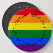 バッジ – LGBT Love is Loveプライド国旗のボタン (正面&裏面)