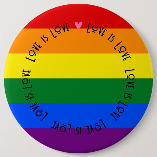 バッジ – LGBT Love is Loveプライド国旗のボタン (正面)