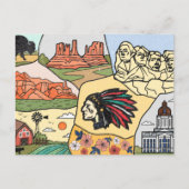 バッズランド マウント ラッシュモア ブラック ヒルズ サウス ダコタ州 マップ ポストカード (正面)