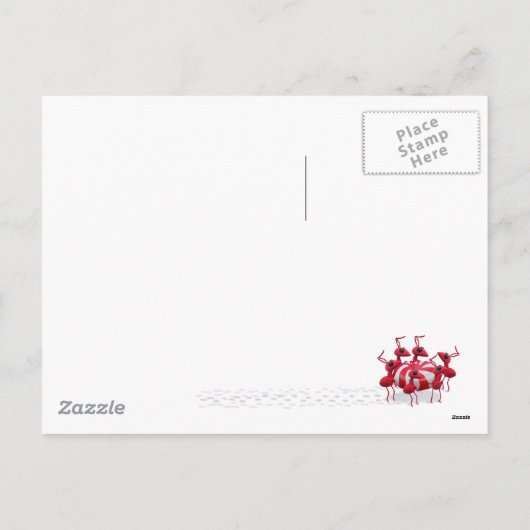 バッタおよび蟻のクリスマスの郵便はがき シーズンポストカード (裏面)