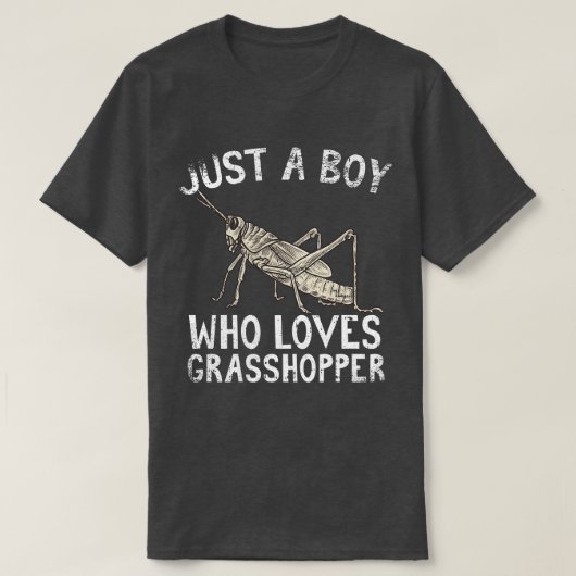 バッタが大好きな少年 Tシャツ (デザイン正面)