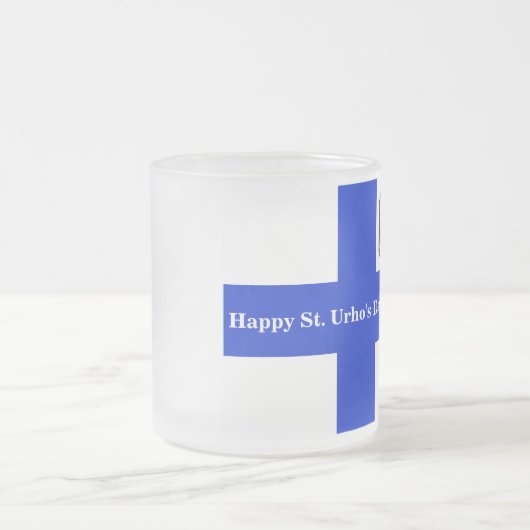 バッタのフィンランドの旗のビールのジョッキが付いているSt. Urho フロストグラスマグカップ (中央)