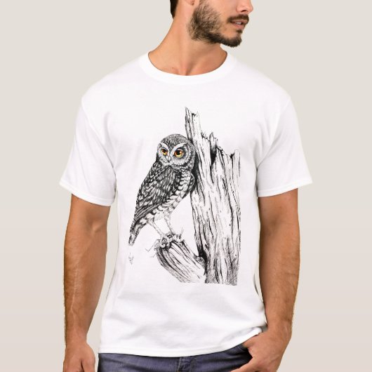 バッタのワイシャツを持つフクロウ Tシャツ (正面)