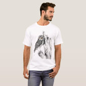 バッタのワイシャツを持つフクロウ Tシャツ (正面フル)