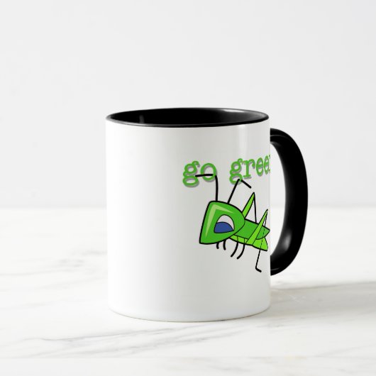 バッタの環境にやさしいことをしようのTシャツおよびギフト マグカップ (正面右)