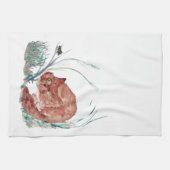 バッタは子ネコ、Sumi-eを悩まします キッチンタオル (横)