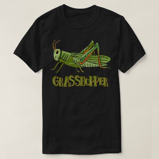 バッタを愛する人のためのGRASSHOPPERデザイン Tシャツ (デザイン正面)