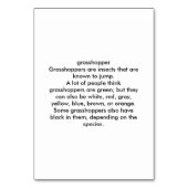 バッタカスタムー虫の読フラッシュカード テーブルナンバー (裏面)