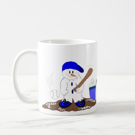 バッターアップの雪だるま コーヒーマグカップ (左)