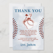 バッターアップベースボールボーイズ誕生日サンキューカード 招待状 (正面)