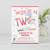 バッターアップベースボールレッドリトルルーキー2回目の誕生日 招待状 (スタンド正面)