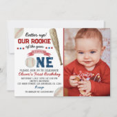 バッターアップベースボール1歳の招待状 サンキューカード (正面)