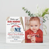 バッターアップベースボール1歳の招待状 サンキューカード (スタンド正面)