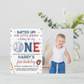 バッターアップベースボール1歳の招待状 サンキューカード (スタンド正面)